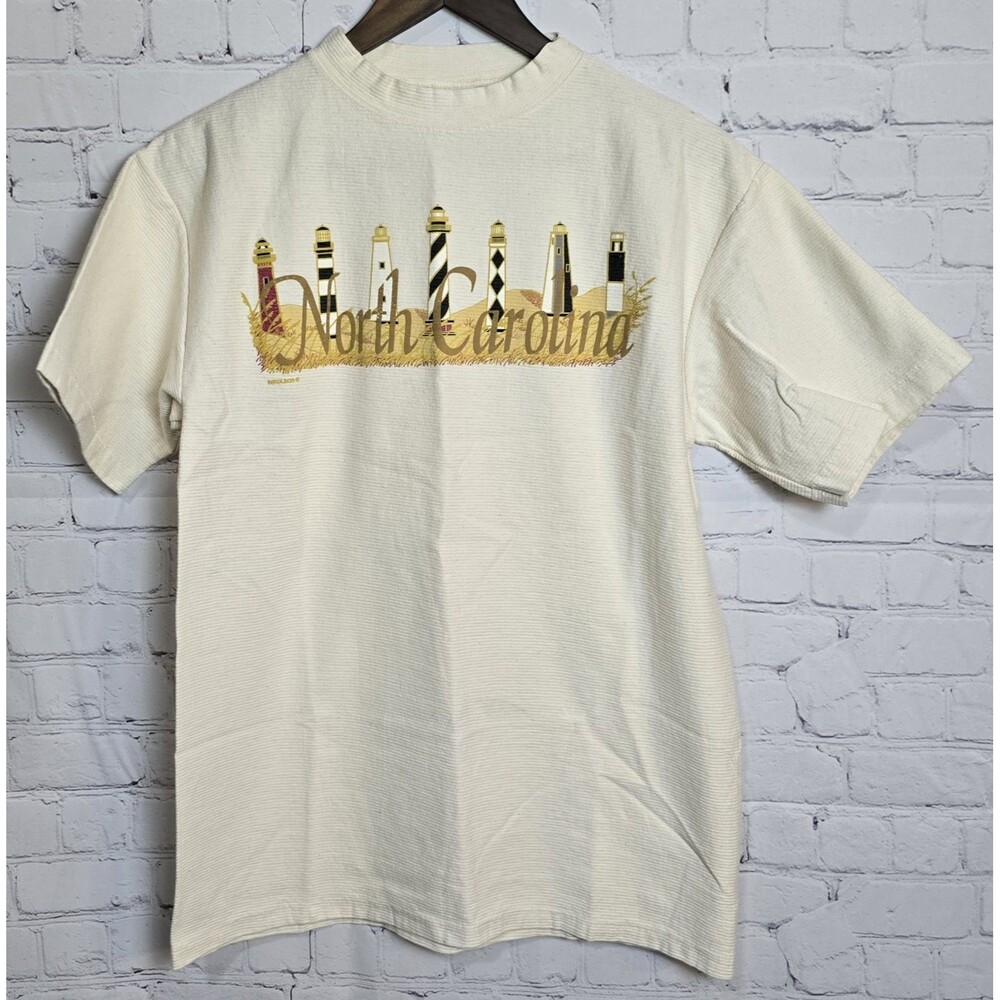 Vintage North Carolina Lighthouse T-Shirt Size Md Cream